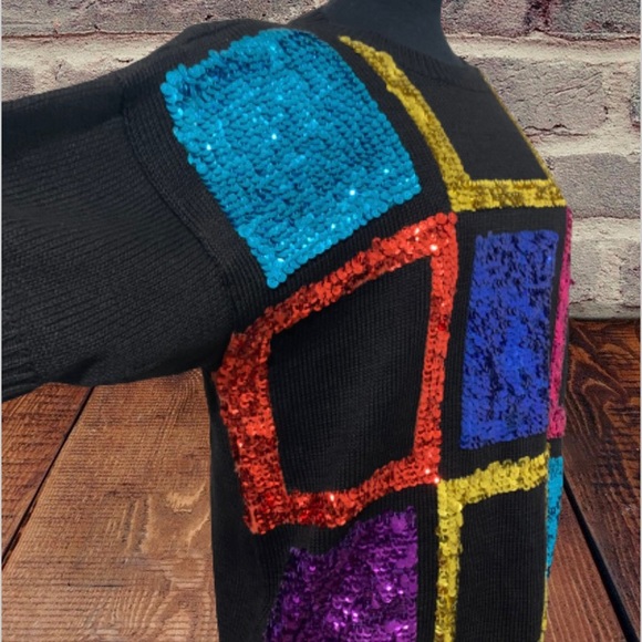Women’s All Points 80s sequin sweater black large - Picture 3 of 6